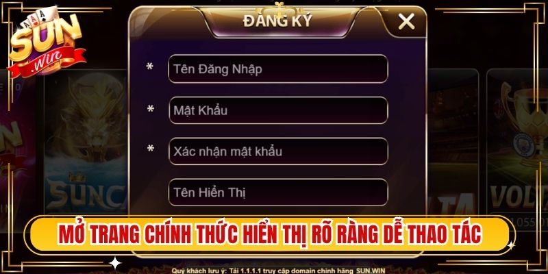 Mở trang chính thức hiển thị form rõ ràng dễ thao tác
