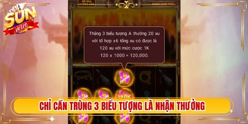 Chỉ cần trùng 3 biểu tượng là nhận thưởng